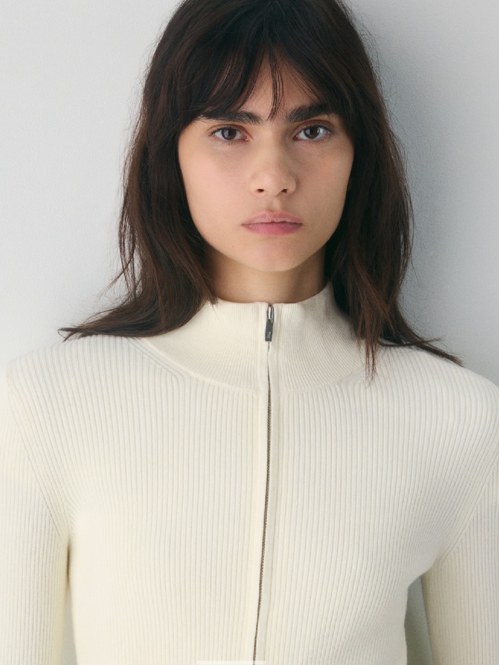 Aritzia stereo zip up sweater in light birch